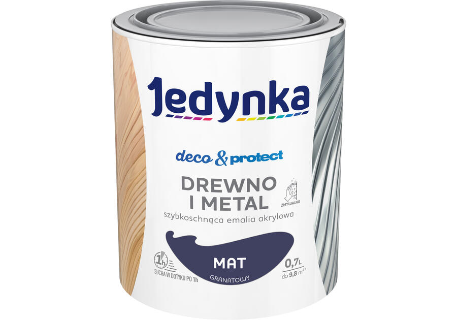 Zdjęcie: Farba do drewna i metalu Deco&Protect mat granatowy 0,7 L JEDYNKA
